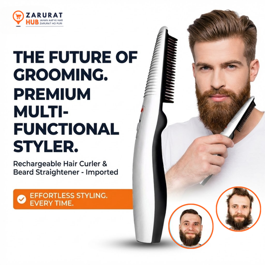 Multi-Functional Men's Beard & Hair Straightener Comb - Imported