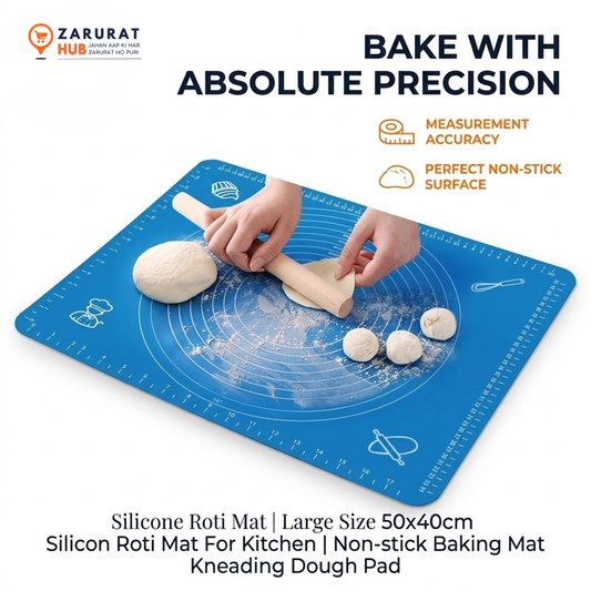 Premium Silicone Roti & Baking Mat (50x40cm) - Non-Stick Dough Pad