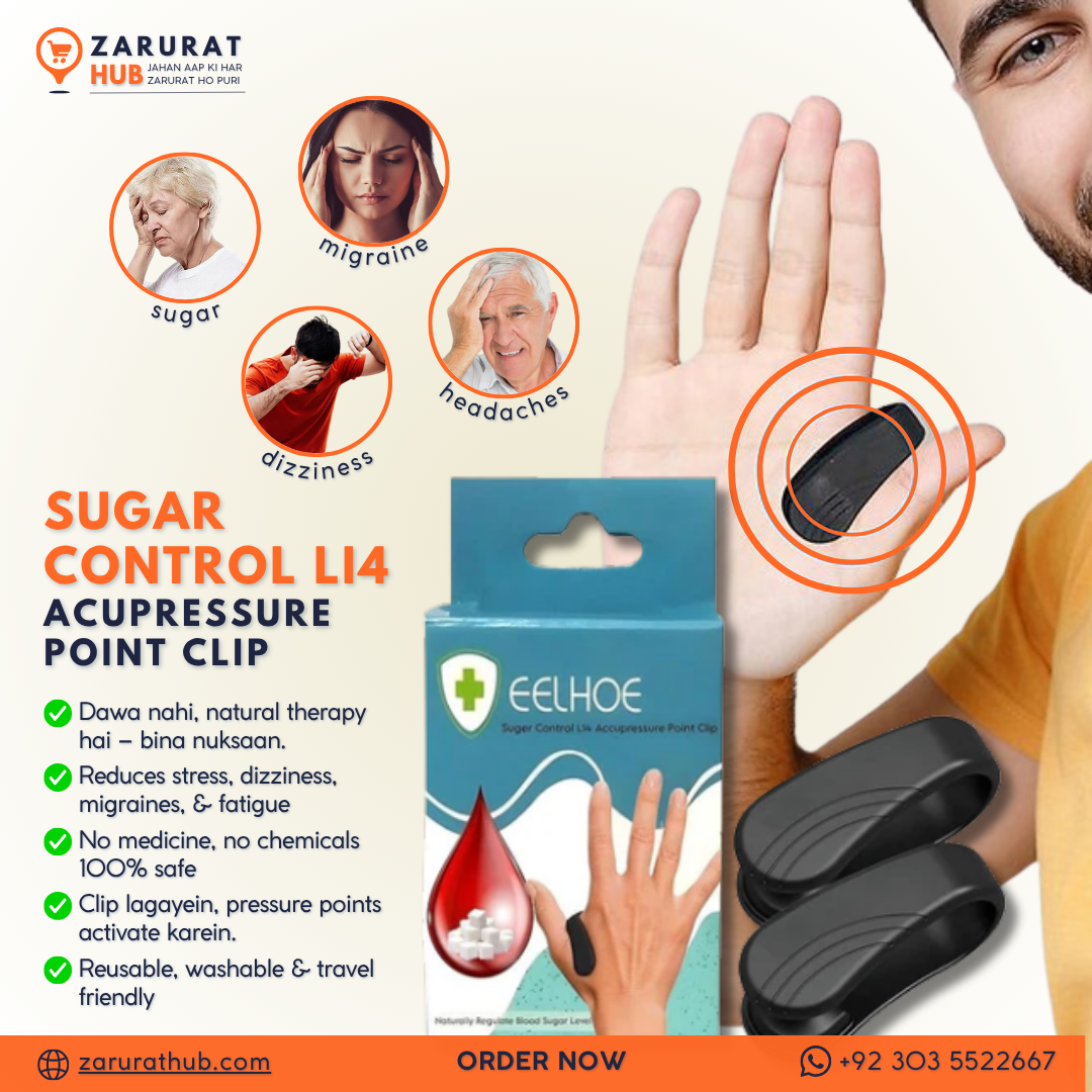 Sugar Control LI4 Acupressure Point Clip Wearable – Relaxation, Stress, Headache & Migraine Relief Hand Clip
