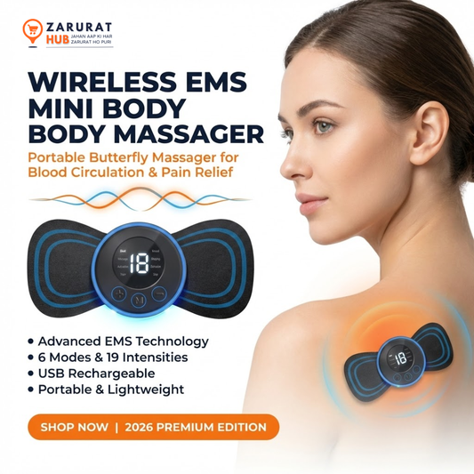 Wireless EMS Mini Body Massager - Portable Butterfly Pad