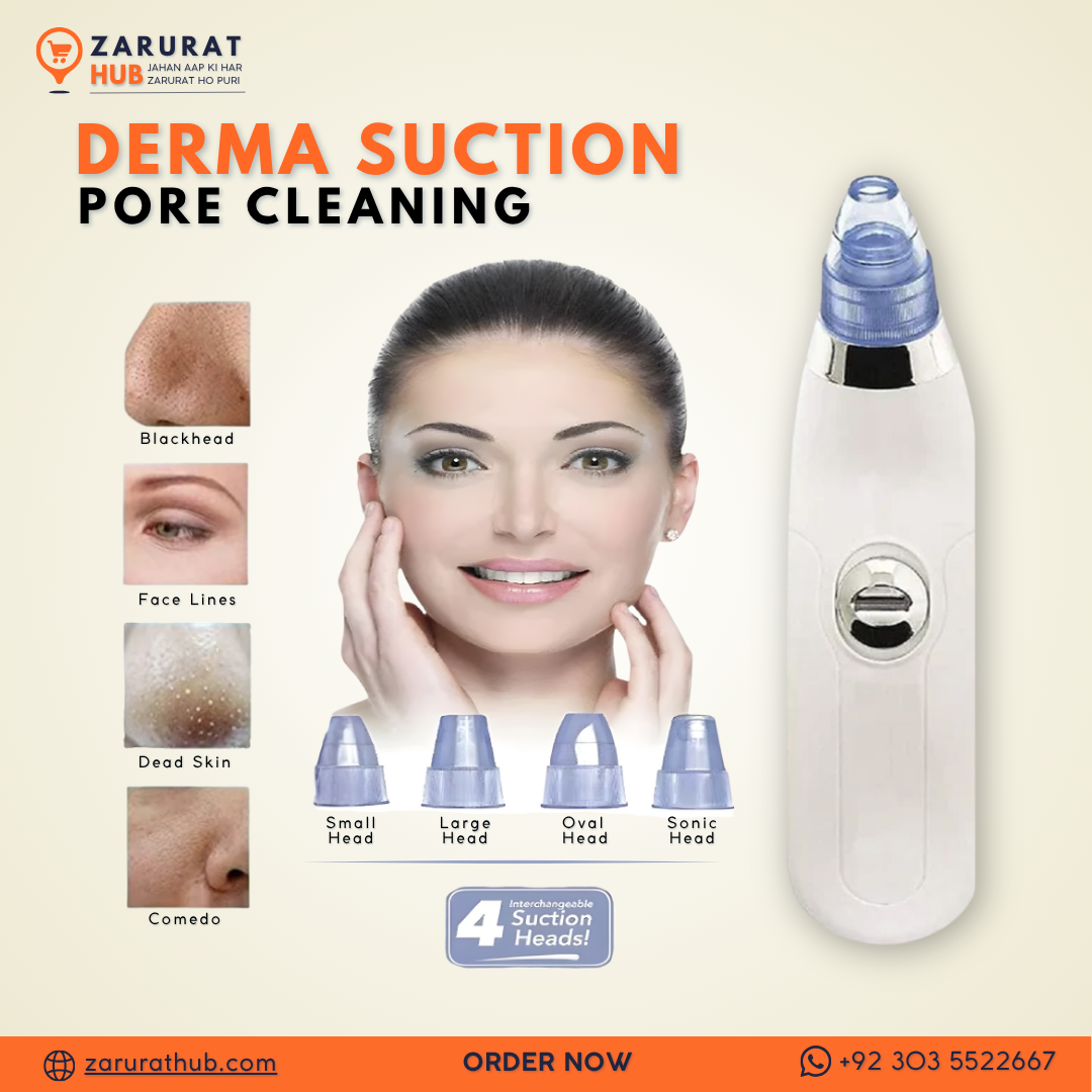 Derma Suction Pore Cleaning Device – Deep Vacuum Blackhead Remover | Smooth, Clean & Glowing Skin (Cell Operated)