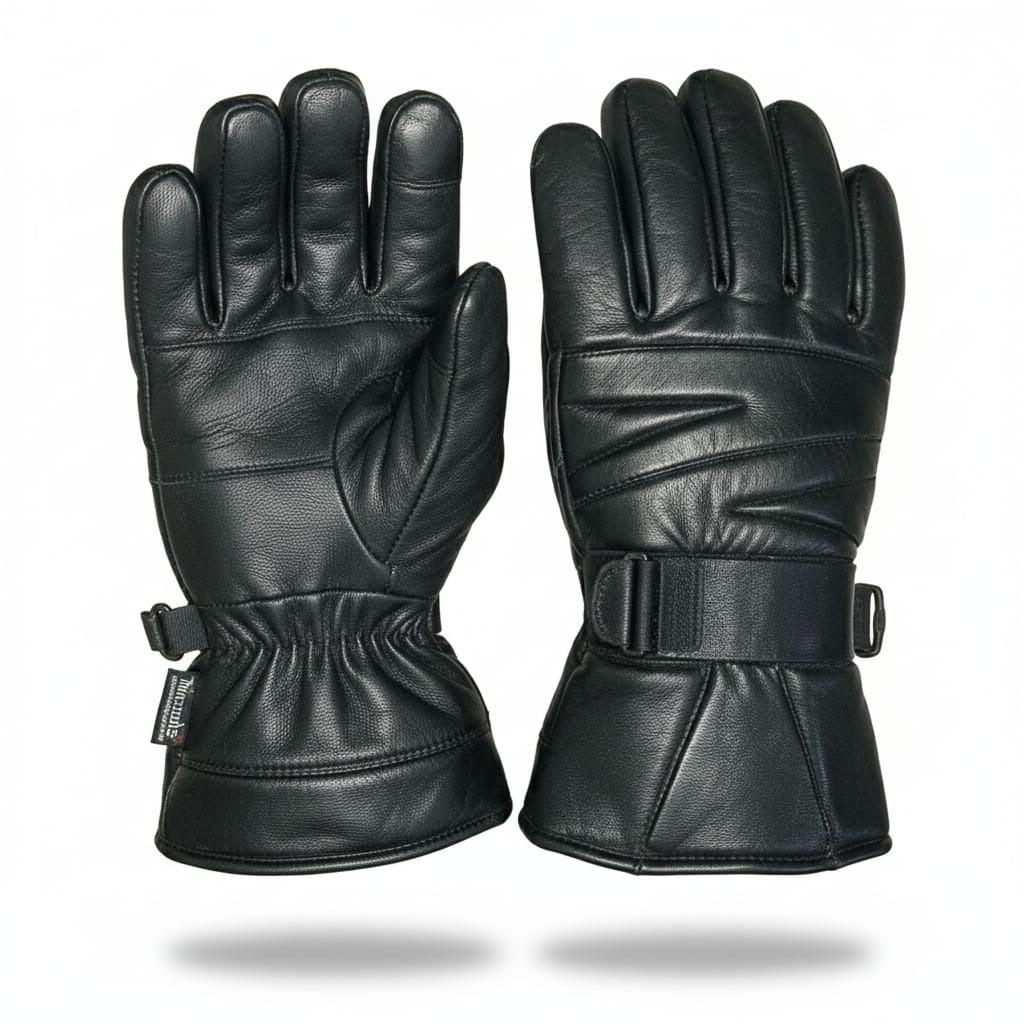Men’s Genuine Sheep Leather Winter Gloves – Warm Lined Motorcycle Riding Gloves