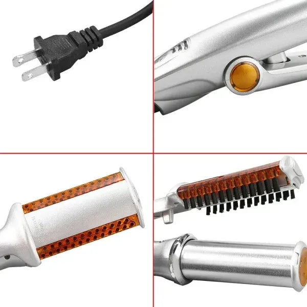 3-in-1 Professional Hair Styler - Straightener, Curler & Styling Brush