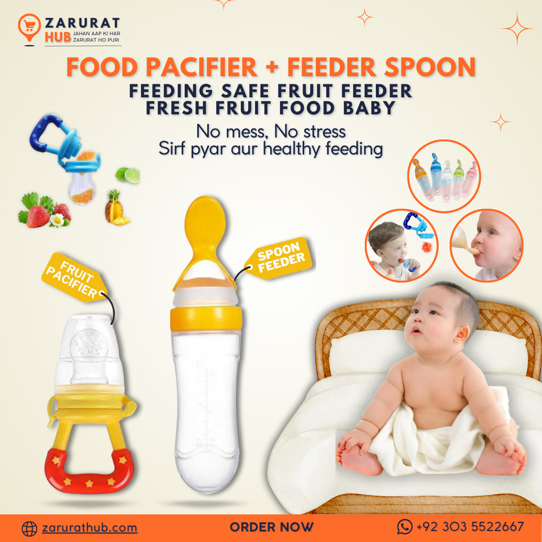 Food Pacifier + Feeder Spoon | Fresh Fruit & Baby Feeding Safe Fruit Feeder (Random Color)